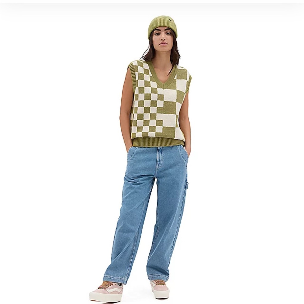 NWOT Vans Courtyard Checker
Sweater Vest 'Green White' Size M/L